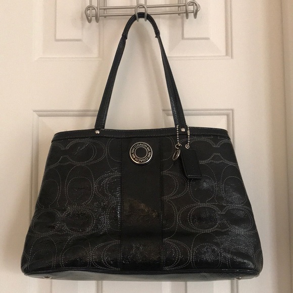 Coach Handbags - Coach Signature Stitched Patent Carry All Purse